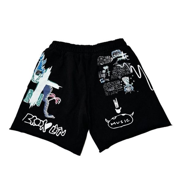 Black Graphic Hoodie and Shorts Set - Picture 5 of 6